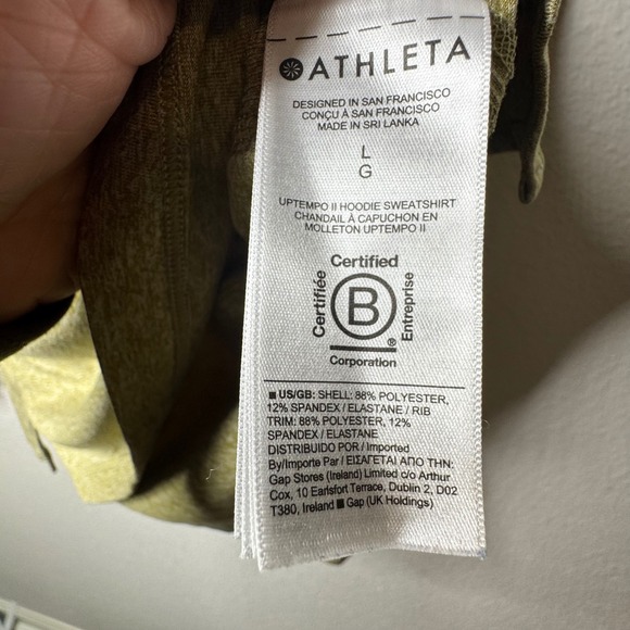 Athleta Uptempo‎ II Hoodie Sweatshirt Olive Green Lounge Athleisure Size L - Picture 3 of 10